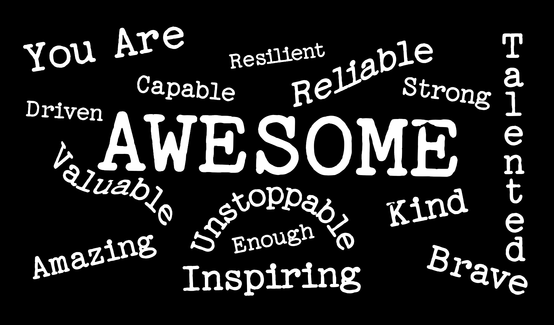 You Are Awesome word cloud t-shirt design